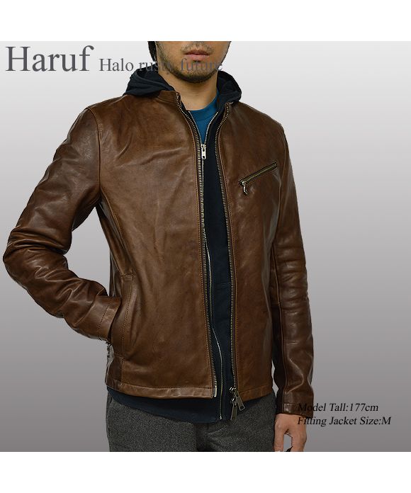 ハルフ Haruf 本革 レザージャケット シングルライダースジャケット 革ジャン メンズ ホースハイド 馬革 秋冬 US192H
