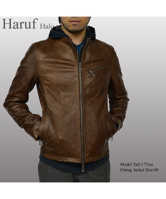 ハルフ Haruf 本革 レザージャケット シングルライダースジャケット 革ジャン メンズ ホースハイド 馬革 秋冬 US192H