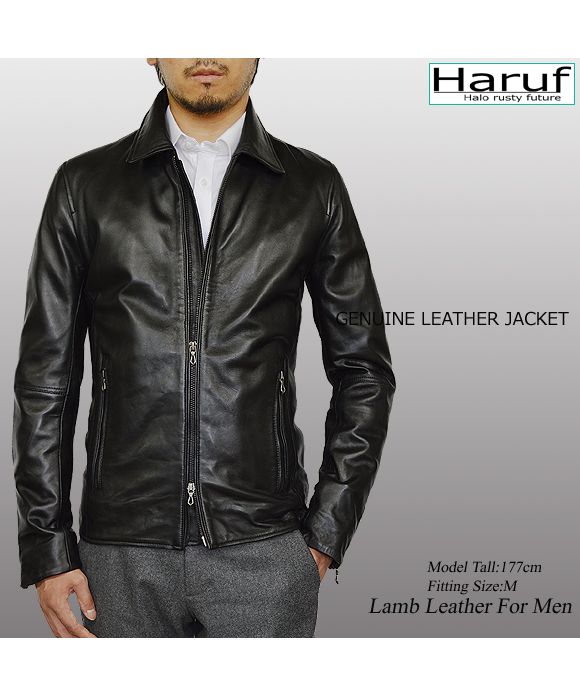 ハルフ Haruf 革ジャン レザージャケット ライダースジャケット メンズ 本革 ラムレザー 羊革 レザーコート レザーブルゾン シンプル メンズアウター 秋冬 WL03