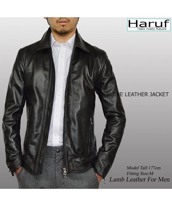 ハルフ Haruf 革ジャン レザージャケット ライダースジャケット メンズ 本革 ラムレザー 羊革 レザーコート レザーブルゾン シンプル メンズアウター 秋冬 WL03
