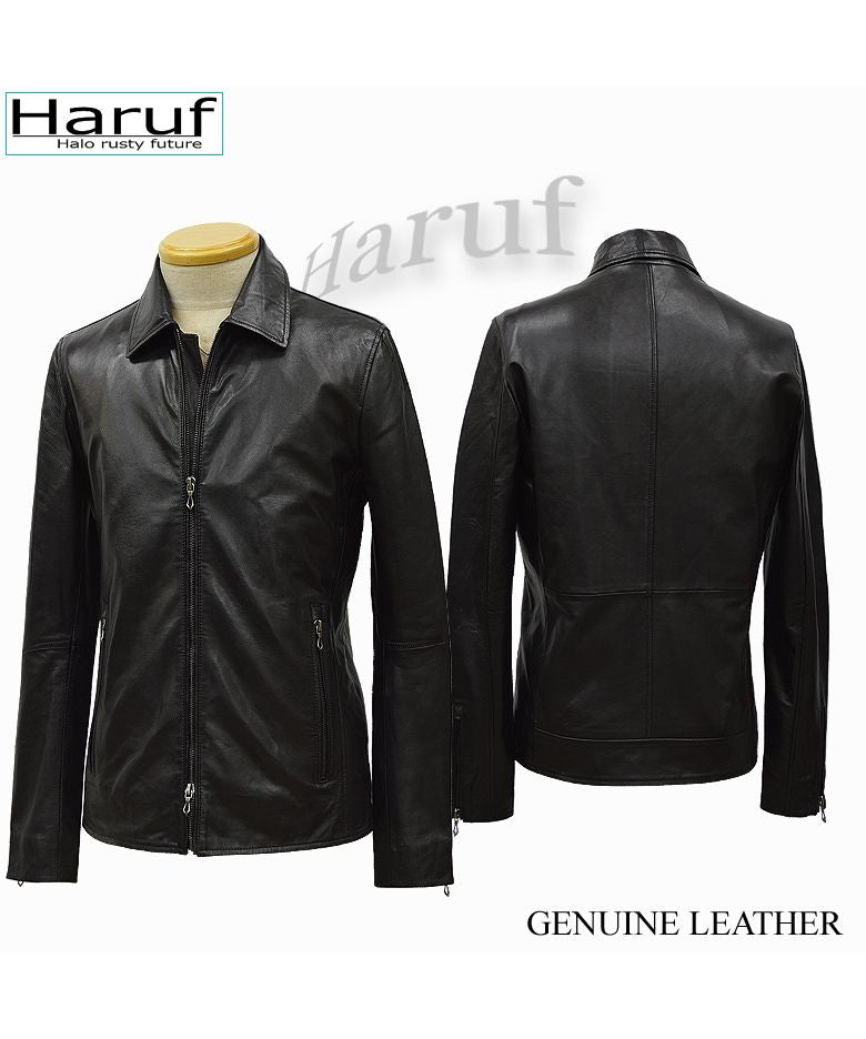 ハルフ Haruf 革ジャン レザージャケット ライダースジャケット メンズ 本革 ラムレザー 羊革 レザーコート レザーブルゾン シンプル メンズアウター 秋冬 WL03