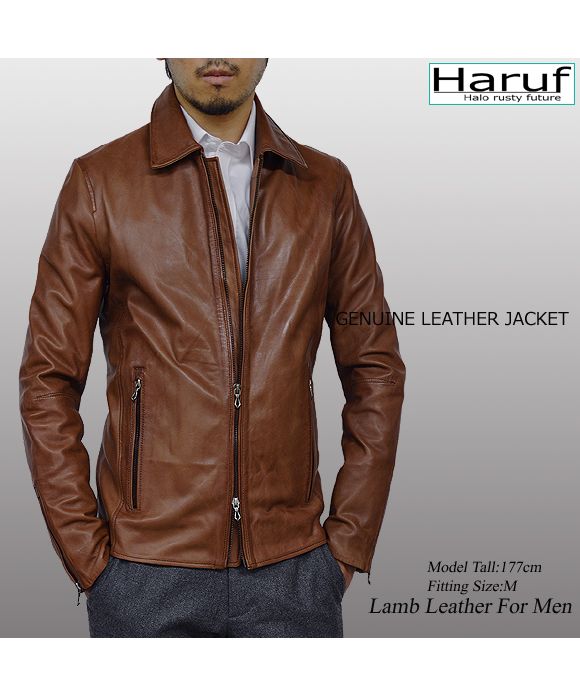 ハルフ Haruf 革ジャン レザージャケット ライダースジャケット メンズ 本革 ラムレザー 羊革 レザーコート レザーブルゾン シンプル メンズアウター 秋冬 WL03