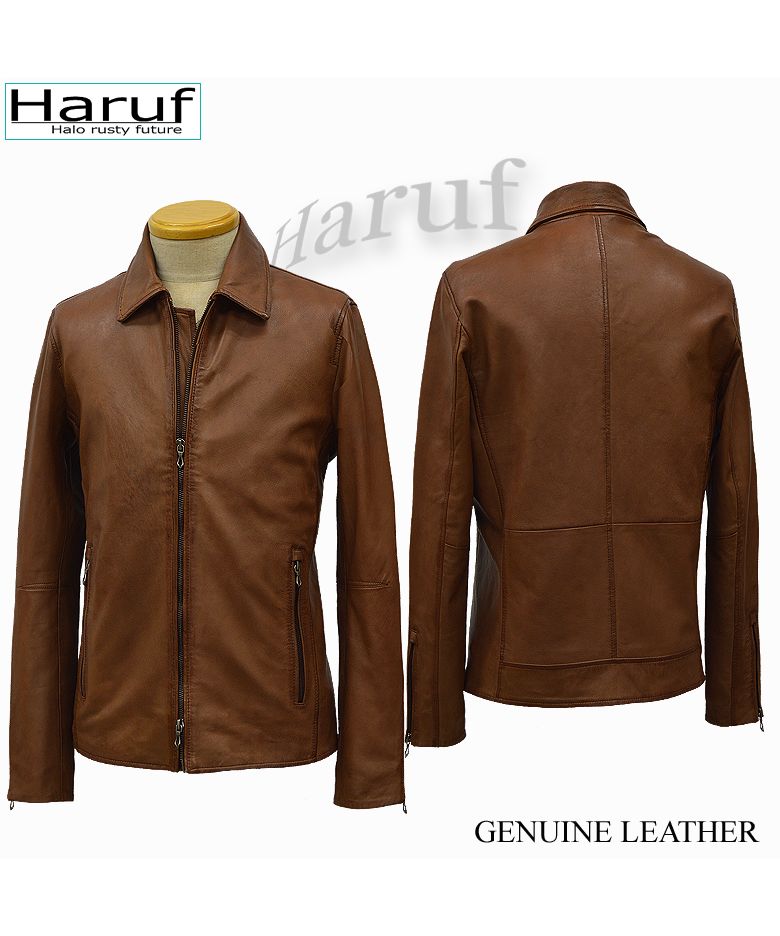 ハルフ Haruf 革ジャン レザージャケット ライダースジャケット メンズ 本革 ラムレザー 羊革 レザーコート レザーブルゾン シンプル メンズアウター 秋冬 WL03