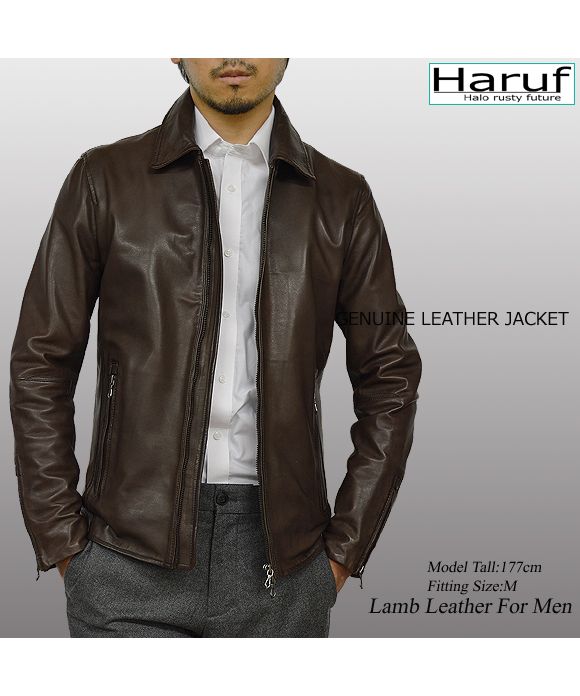 ハルフ Haruf 革ジャン レザージャケット ライダースジャケット メンズ 本革 ラムレザー 羊革 レザーコート レザーブルゾン シンプル メンズアウター 秋冬 WL03