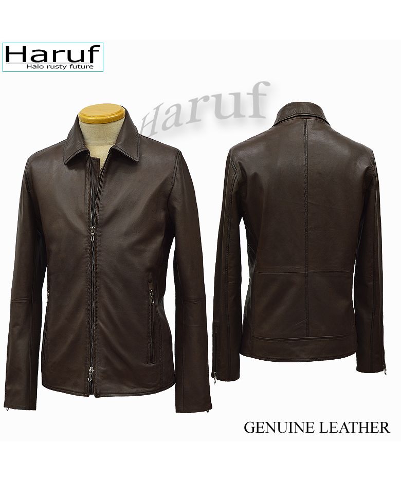 ハルフ Haruf 革ジャン レザージャケット ライダースジャケット メンズ 本革 ラムレザー 羊革 レザーコート レザーブルゾン シンプル メンズアウター 秋冬 WL03