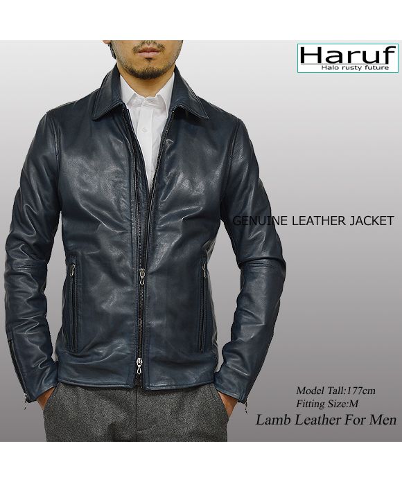 ハルフ Haruf 革ジャン レザージャケット ライダースジャケット メンズ 本革 ラムレザー 羊革 レザーコート レザーブルゾン シンプル メンズアウター 秋冬 WL03