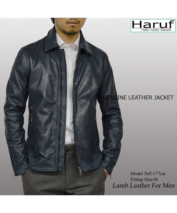 ハルフ Haruf 革ジャン レザージャケット ライダースジャケット メンズ 本革 ラムレザー 羊革 レザーコート レザーブルゾン シンプル メンズアウター 秋冬 WL03