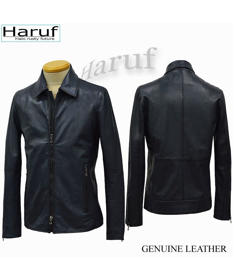ハルフ Haruf 革ジャン レザージャケット ライダースジャケット メンズ 本革 ラムレザー 羊革 レザーコート レザーブルゾン シンプル メンズアウター 秋冬 WL03