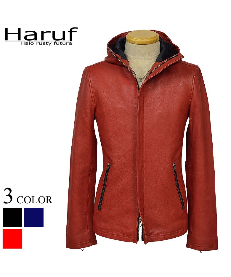 Haruf Leather Jacket Genuine Leather Single Riders Hooded Mountain Par