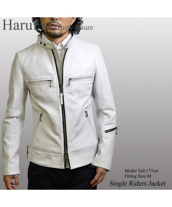ハルフ Haruf レザージャケット ライダースジャケット 革ジャン メンズ 本革 シングルライダース バイクジャケット カウレザー TQPUK3