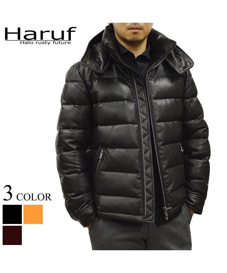 Haruf Down Jacket Down Coat Men's Genuine Leather Leather Jacket Fall Winter black black Camel brown US01