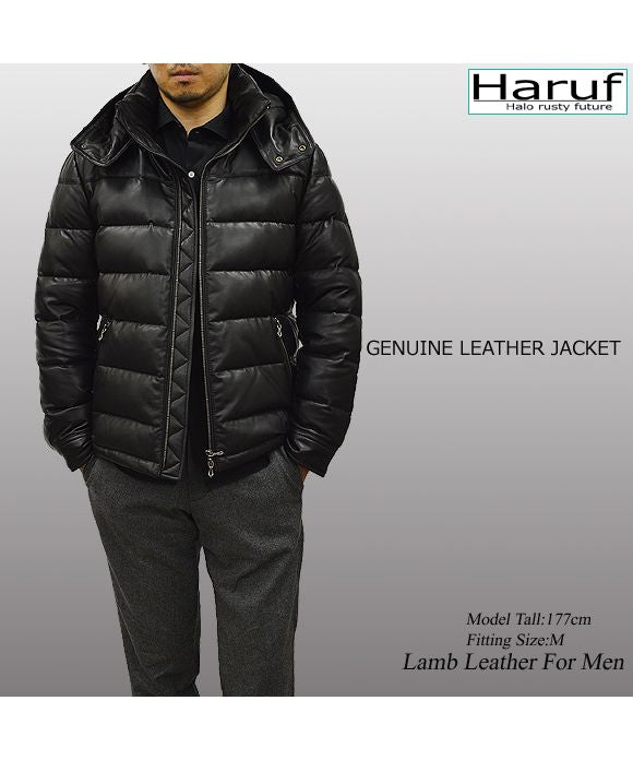 Haruf Down Jacket Down Coat Men's Genuine Leather Leather Jacket Fall Winter black black Camel brown US01
