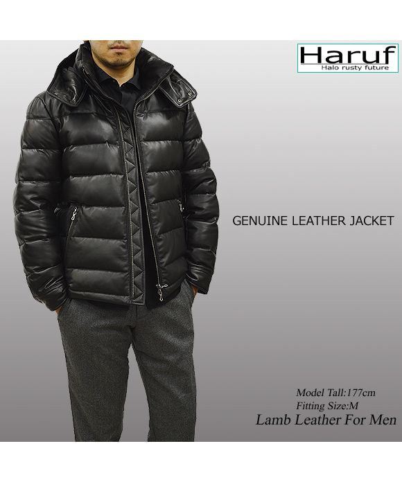 Haruf Down Jacket Down Coat Men's Genuine Leather Leather Jacket Fall Winter black black Camel brown US01