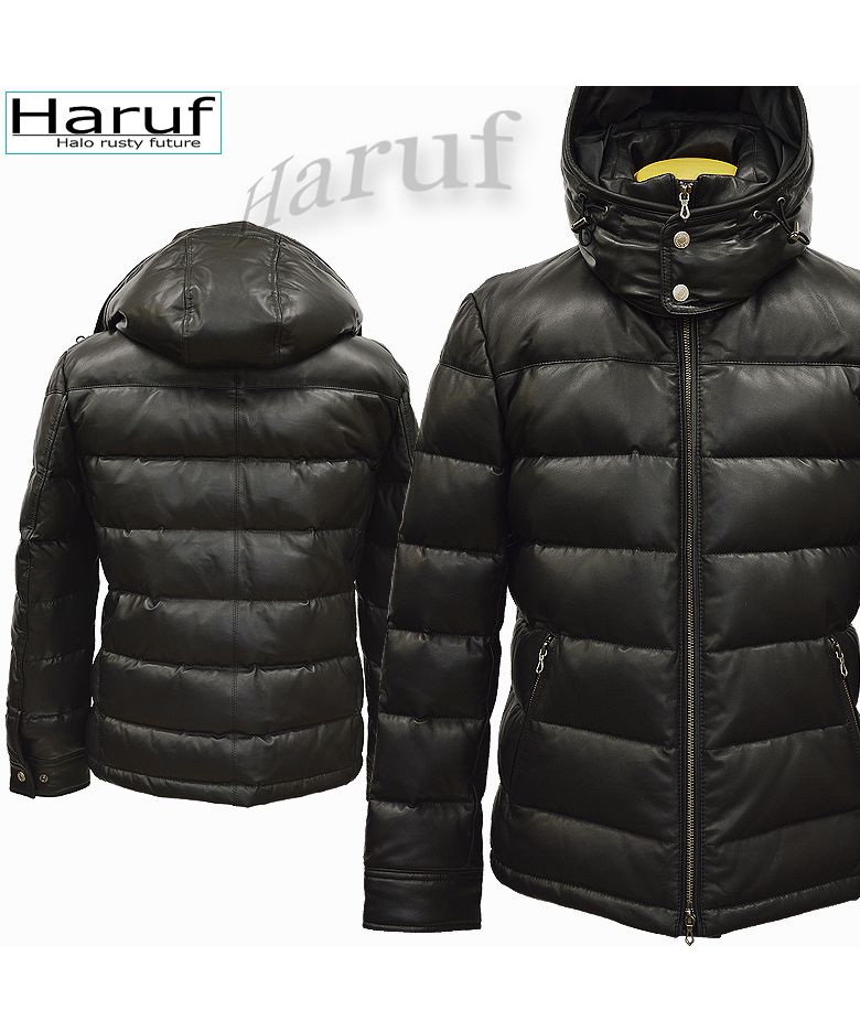 Haruf Down Jacket Down Coat Men's Genuine Leather Leather Jacket Fall Winter black black Camel brown US01