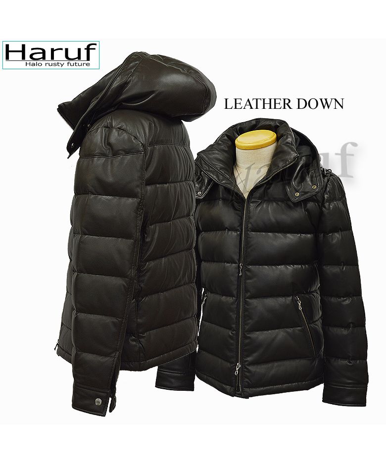 Haruf Down Jacket Down Coat Men's Genuine Leather Leather Jacket Fall Winter black black Camel brown US01