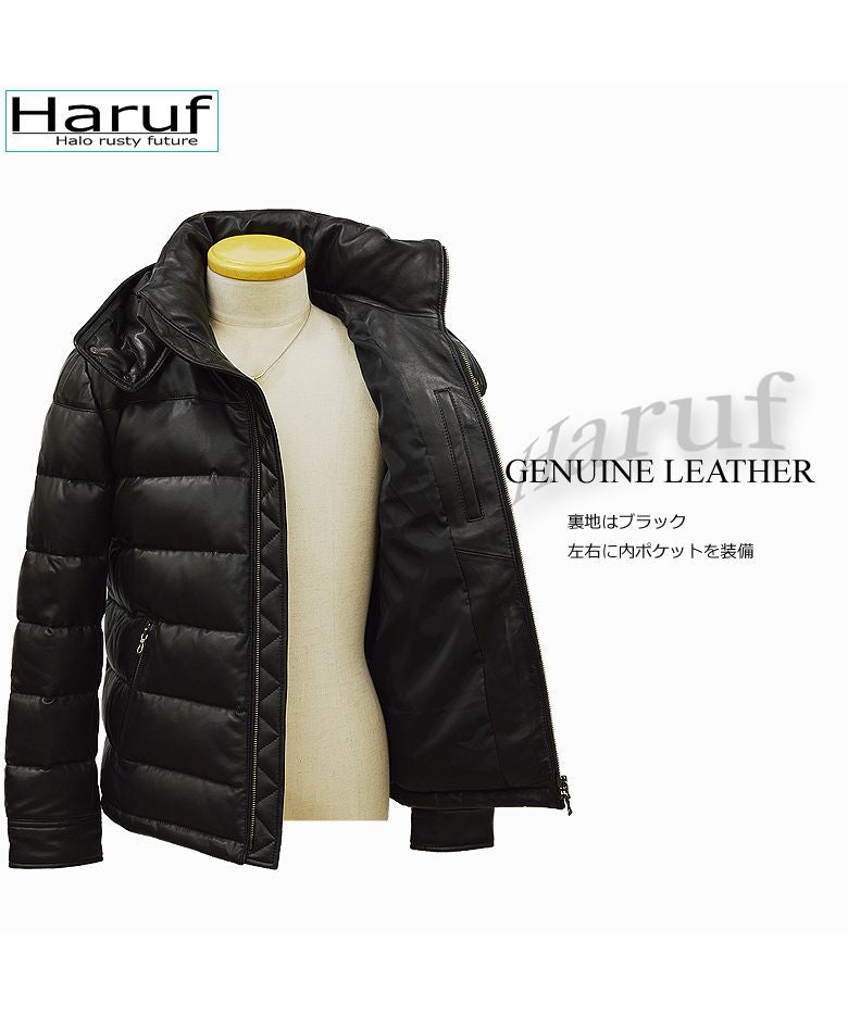 Haruf Down Jacket Down Coat Men's Genuine Leather Leather Jacket Fall Winter black black Camel brown US01