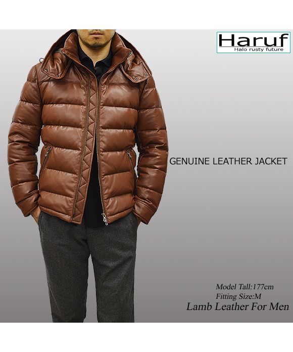 Haruf Down Jacket Down Coat Men's Genuine Leather Leather Jacket Fall Winter black black Camel brown US01