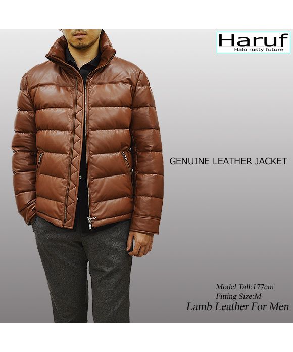 Haruf Down Jacket Down Coat Men's Genuine Leather Leather Jacket Fall Winter black black Camel brown US01