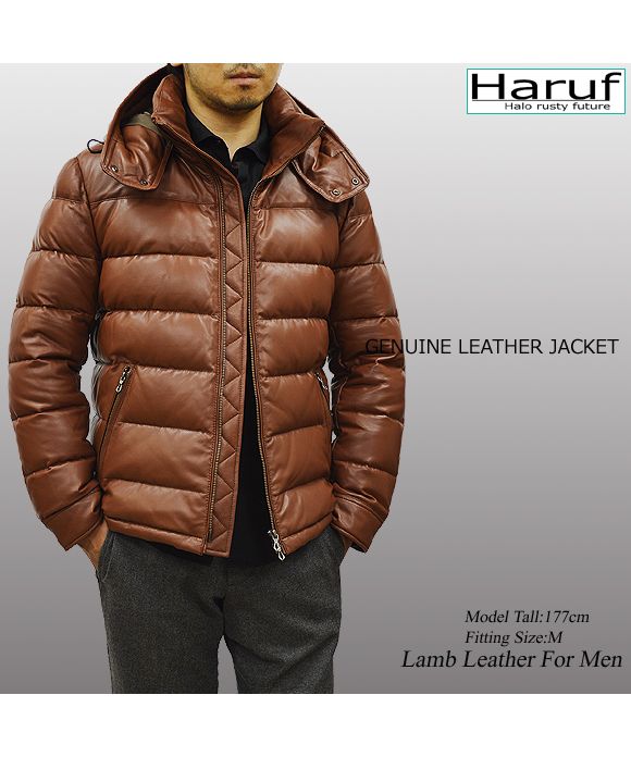 Haruf Down Jacket Down Coat Men's Genuine Leather Leather Jacket Fall Winter black black Camel brown US01