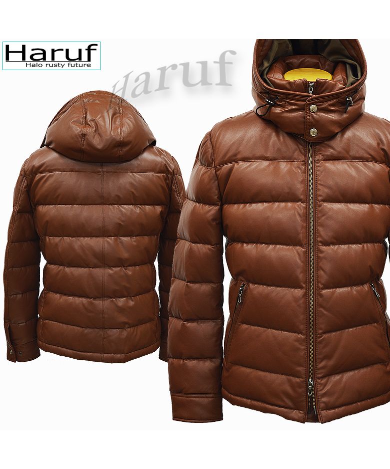 Haruf Down Jacket Down Coat Men's Genuine Leather Leather Jacket Fall Winter black black Camel brown US01