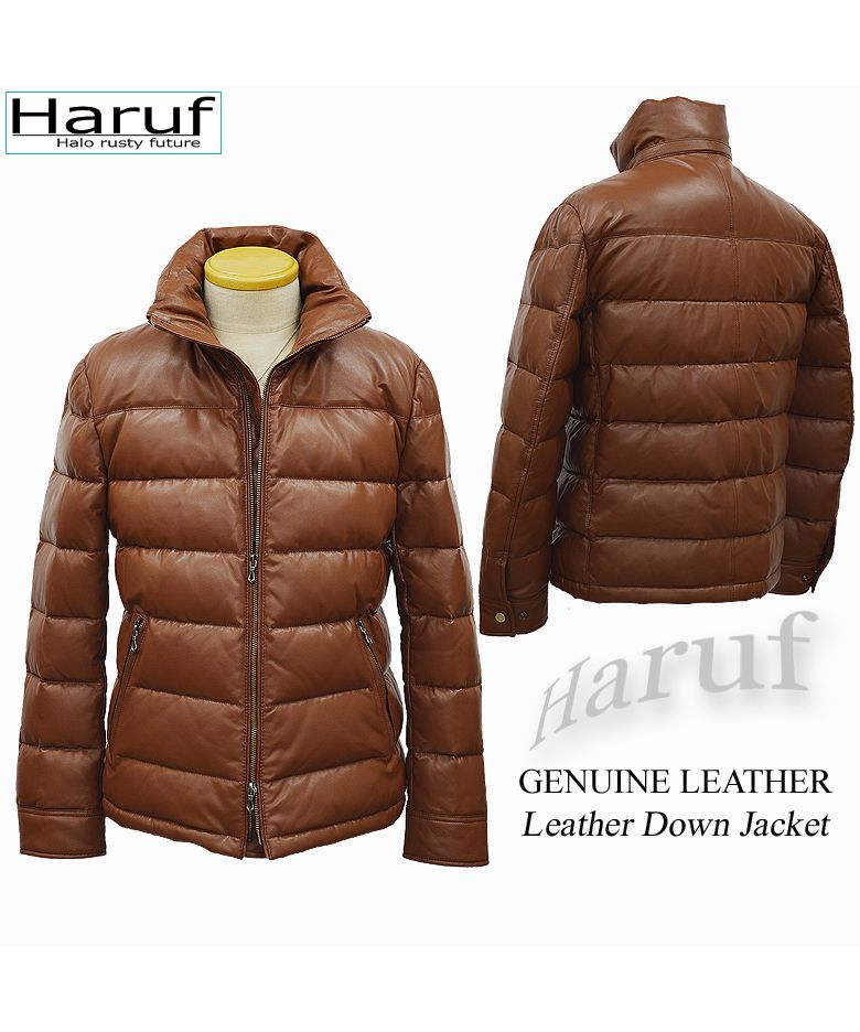 Haruf Down Jacket Down Coat Men's Genuine Leather Leather Jacket Fall Winter black black Camel brown US01