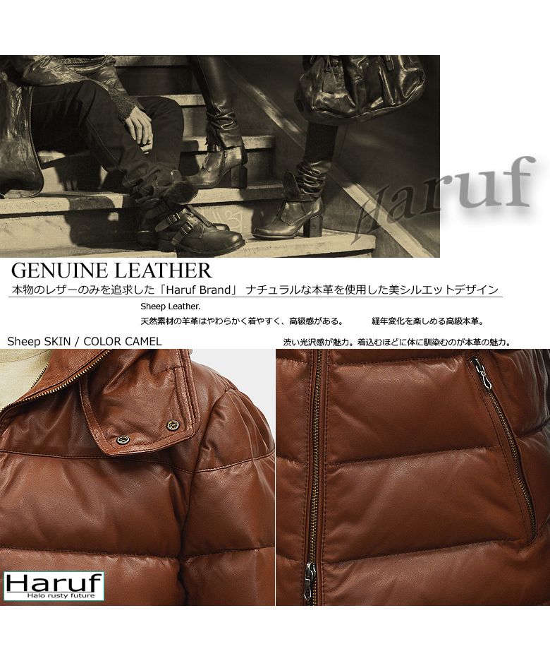 Haruf Down Jacket Down Coat Men's Genuine Leather Leather Jacket Fall Winter black black Camel brown US01