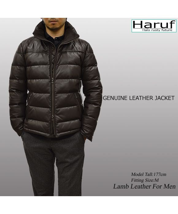 Haruf Down Jacket Down Coat Men's Genuine Leather Leather Jacket Fall Winter black black Camel brown US01