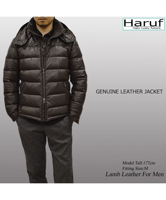Haruf Down Jacket Down Coat Men's Genuine Leather Leather Jacket Fall Winter black black Camel brown US01