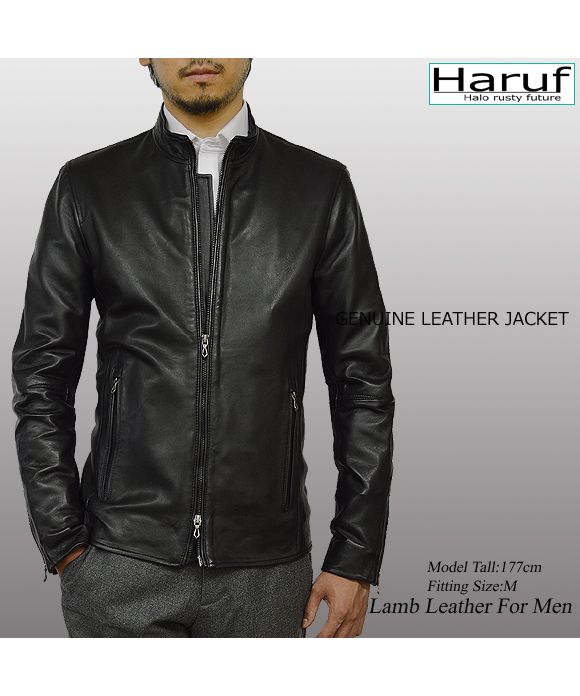 ハルフ Haruf ライダースジャケット レザージャケット 革ジャン メンズ 本革 シングルライダース スタンドカラー ラムレザー ブルゾン 秋冬 WL02