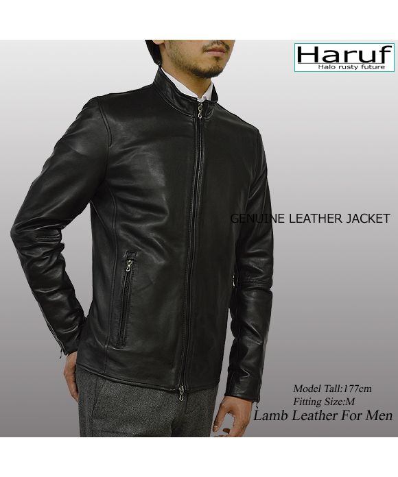 ハルフ Haruf ライダースジャケット レザージャケット 革ジャン メンズ 本革 シングルライダース スタンドカラー ラムレザー ブルゾン 秋冬 WL02
