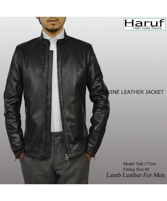 ハルフ Haruf ライダースジャケット レザージャケット 革ジャン メンズ 本革 シングルライダース スタンドカラー ラムレザー ブルゾン 秋冬 WL02