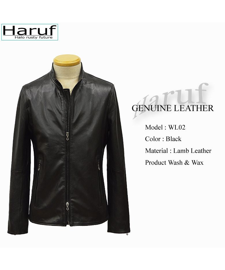ハルフ Haruf ライダースジャケット レザージャケット 革ジャン メンズ 本革 シングルライダース スタンドカラー ラムレザー ブルゾン 秋冬 WL02