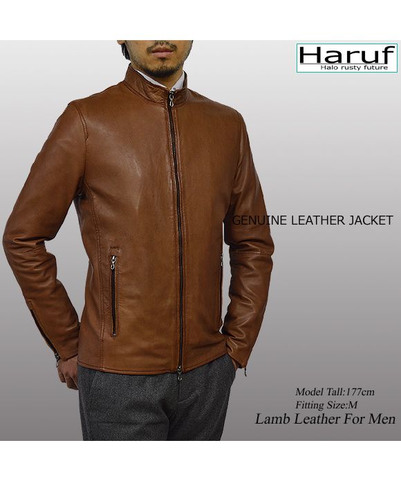 ハルフ Haruf ライダースジャケット レザージャケット 革ジャン メンズ 本革 シングルライダース スタンドカラー ラムレザー ブルゾン 秋冬 WL02
