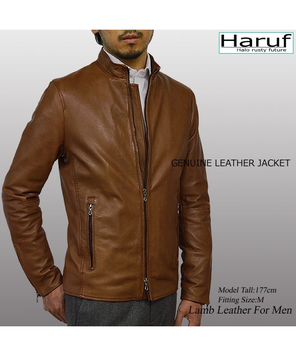 ハルフ Haruf ライダースジャケット レザージャケット 革ジャン メンズ 本革 シングルライダース スタンドカラー ラムレザー ブルゾン 秋冬 WL02