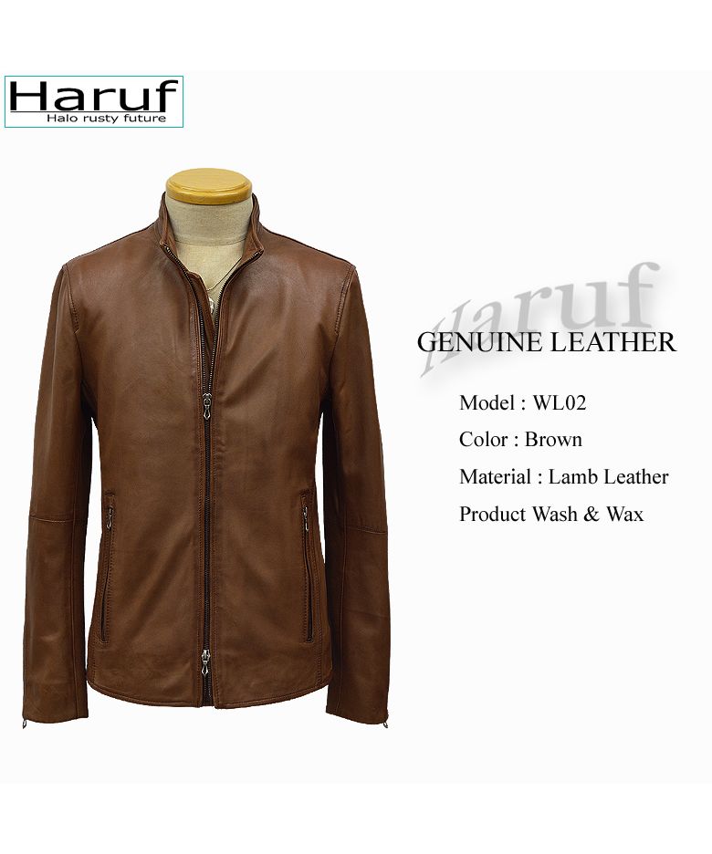 ハルフ Haruf ライダースジャケット レザージャケット 革ジャン メンズ 本革 シングルライダース スタンドカラー ラムレザー ブルゾン 秋冬 WL02
