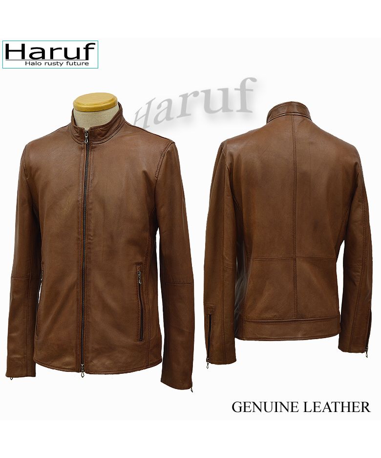 ハルフ Haruf ライダースジャケット レザージャケット 革ジャン メンズ 本革 シングルライダース スタンドカラー ラムレザー ブルゾン 秋冬 WL02