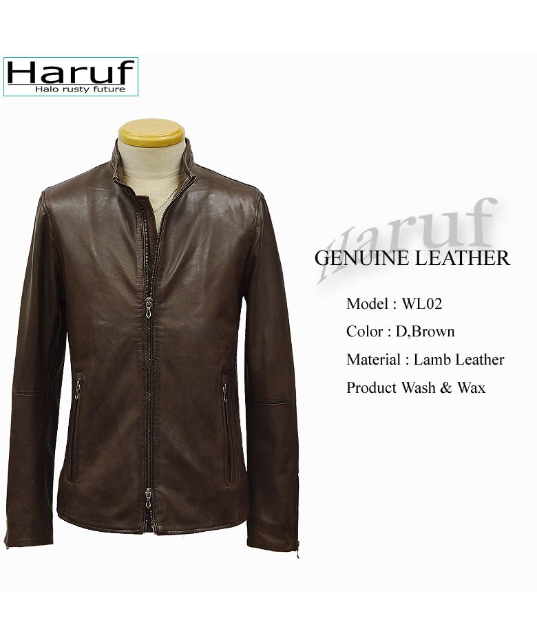 ハルフ Haruf ライダースジャケット レザージャケット 革ジャン メンズ 本革 シングルライダース スタンドカラー ラムレザー ブルゾン 秋冬 WL02