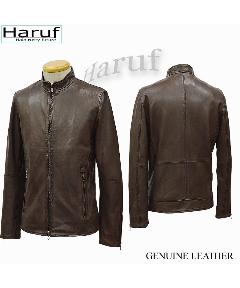 ハルフ Haruf ライダースジャケット レザージャケット 革ジャン メンズ 本革 シングルライダース スタンドカラー ラムレザー ブルゾン 秋冬 WL02