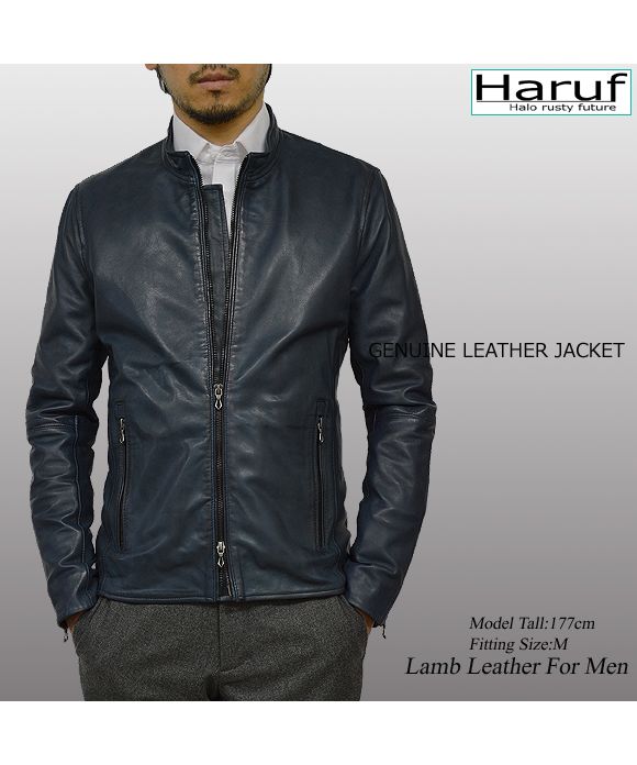 ハルフ Haruf ライダースジャケット レザージャケット 革ジャン メンズ 本革 シングルライダース スタンドカラー ラムレザー ブルゾン 秋冬 WL02