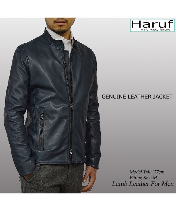 ハルフ Haruf ライダースジャケット レザージャケット 革ジャン メンズ 本革 シングルライダース スタンドカラー ラムレザー ブルゾン 秋冬 WL02