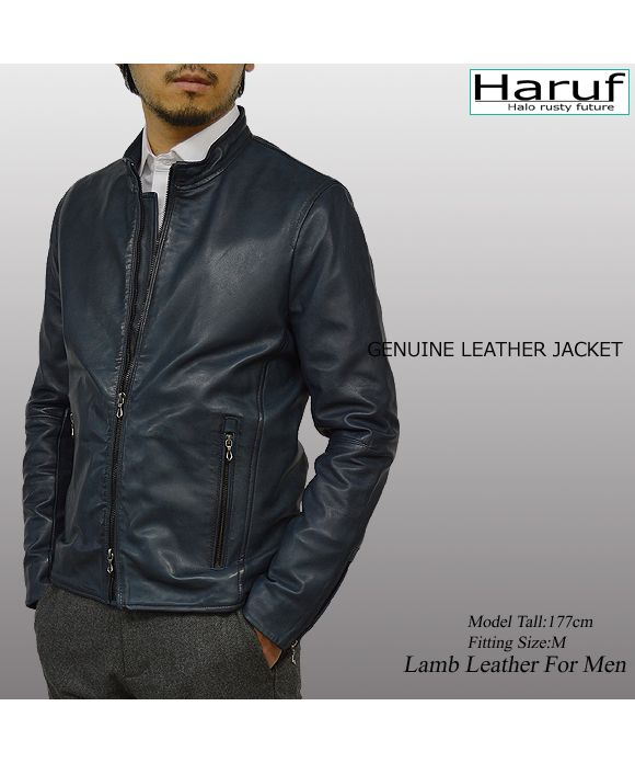 ハルフ Haruf ライダースジャケット レザージャケット 革ジャン メンズ 本革 シングルライダース スタンドカラー ラムレザー ブルゾン 秋冬 WL02
