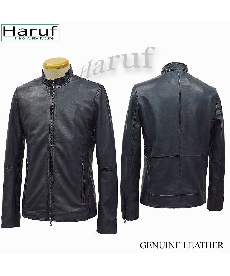 ハルフ Haruf ライダースジャケット レザージャケット 革ジャン メンズ 本革 シングルライダース スタンドカラー ラムレザー ブルゾン 秋冬 WL02