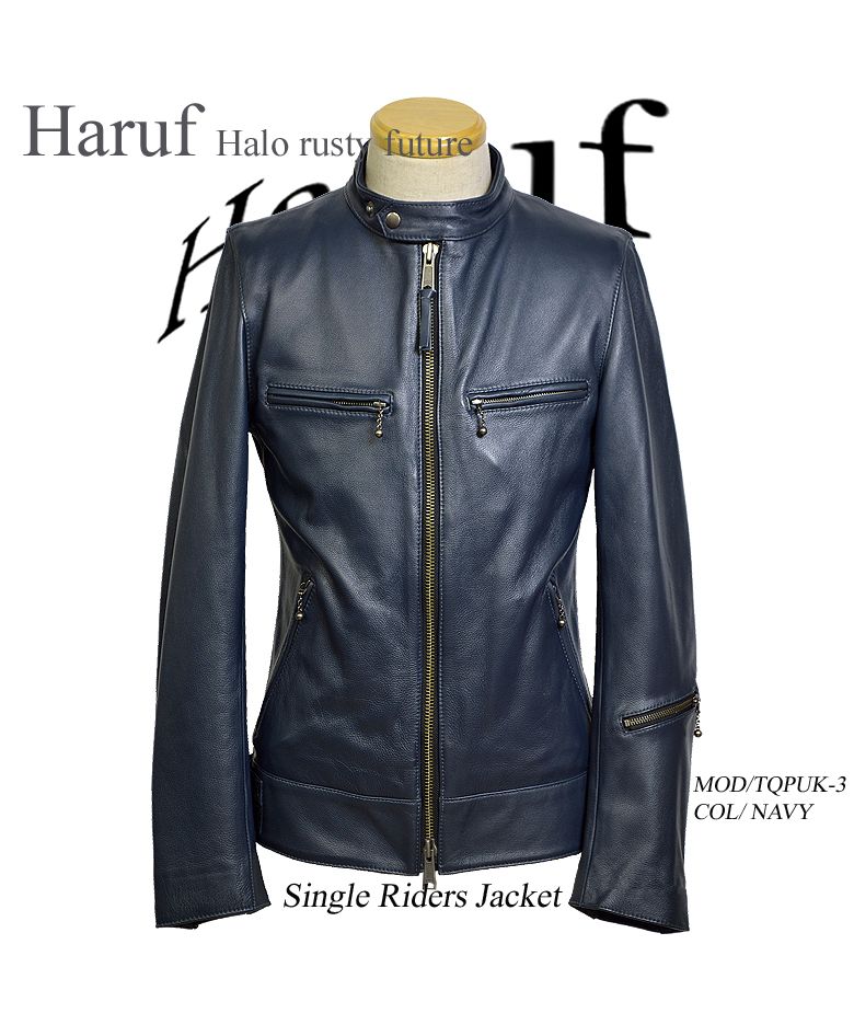 ハルフ Haruf レザージャケット ライダースジャケット 革ジャン メンズ 本革 シングルライダース バイクジャケット カウレザー TQPUK3