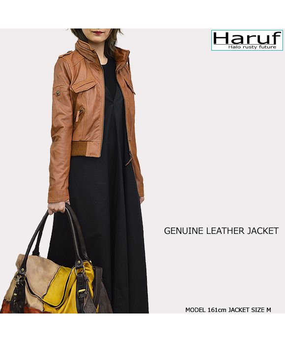 ハルフ Haruf 本革 革ジャン レディース レザージャケット シングルライダース ラムレザージャケット 羊革 かわいい レディースアウター 秋冬 PD069