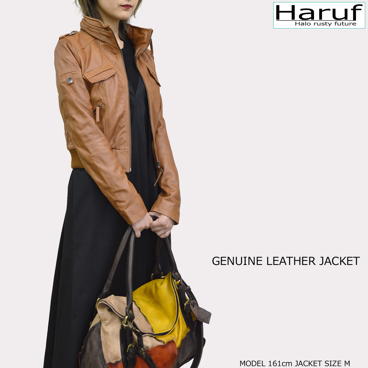 Haruf Genuine Leather Jacket Women's Leather Jacket Single Riders Lamb