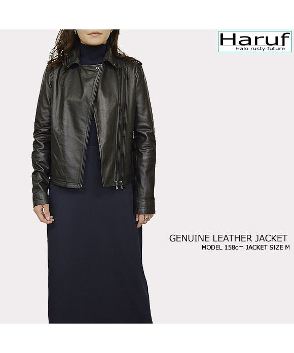 ハルフ Haruf レザージャケット ダブルライダースジャケット 革ジャン レディース 本革 ラムレザー 羊革 シンプル ライダース ダブル レディースアウター 春 秋冬 FOXY