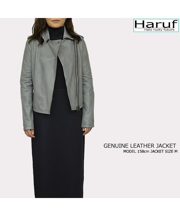 ハルフ Haruf レザージャケット ダブルライダースジャケット 革ジャン レディース 本革 ラムレザー 羊革 シンプル ライダース ダブル レディースアウター 春 秋冬 FOXY