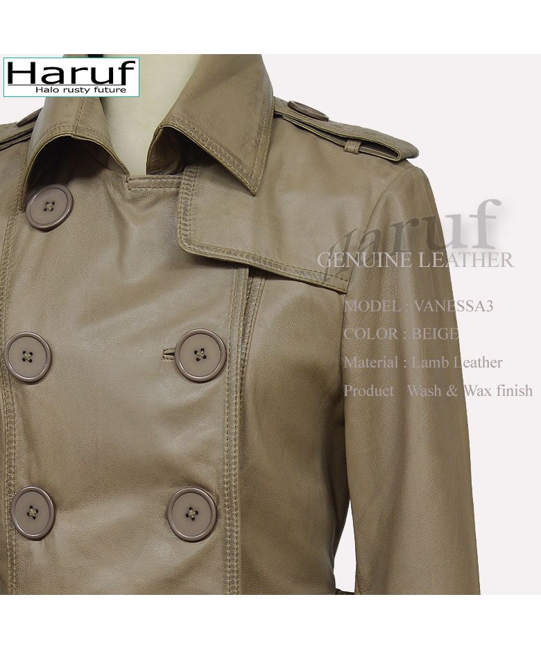ハルフ Haruf トレンチコート レザーコート レディース 本革 レザージャケット 革ジャン ラムレザー 革コート シンプル レディースロングコート 秋冬 VANESSA3