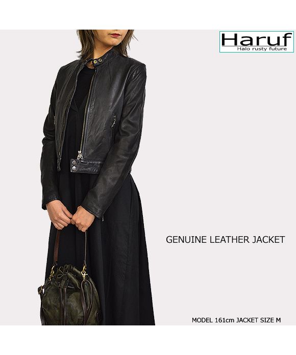 ハルフ Haruf レザージャケット ライダースジャケット レディース 本革 革ジャン シングルライダース レザーコート 皮ジャン 革ジャケット 秋冬 KP400