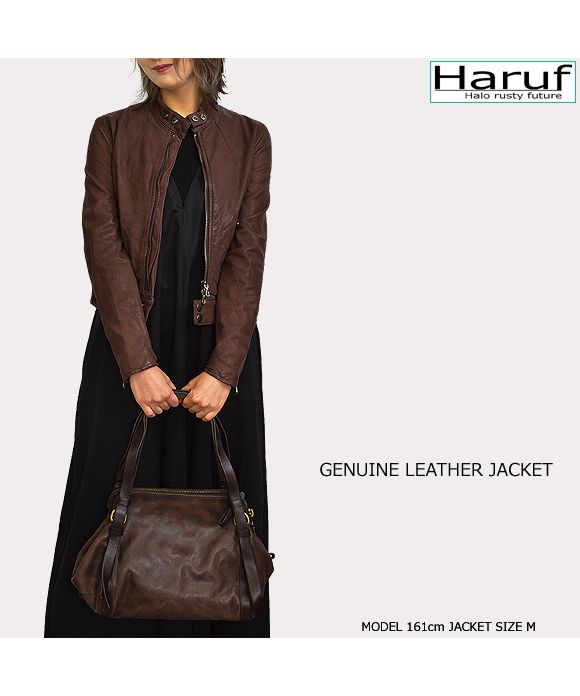 ハルフ Haruf レザージャケット ライダースジャケット レディース 本革 革ジャン シングルライダース レザーコート 皮ジャン 革ジャケット 秋冬 KP400